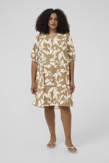 Kaffe Curve Marla Dress Oak Chalk Leaf - Midikjoler - 