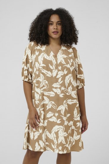 Kaffe Curve Marla Dress Oak Chalk Leaf - Midikjoler - 