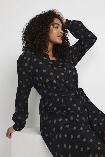 Kaffe Curve Olivia Kjole Sort Med Brune Prikker - Kjoler - 