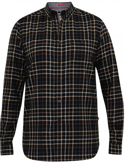 D555 Destin Checked Long Sleeve Shirt Black/Tan Check - Skjorter med lange ærmer - 
