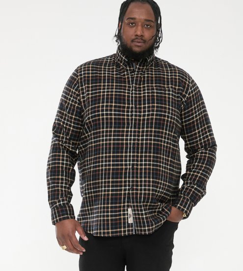 D555 Destin Checked Long Sleeve Shirt Black/Tan Check - Skjorter med lange ærmer - 