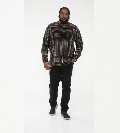 D555 Destin Checked Long Sleeve Shirt Black/Tan Check - Skjorter med lange ærmer - 