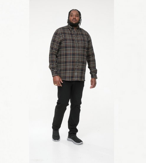 D555 Destin Checked Long Sleeve Shirt Black/Tan Check - Skjorter med lange ærmer - 