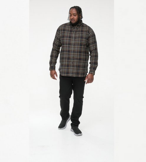 D555 Destin Checked Long Sleeve Shirt Black/Tan Check - Skjorter med lange ærmer - 