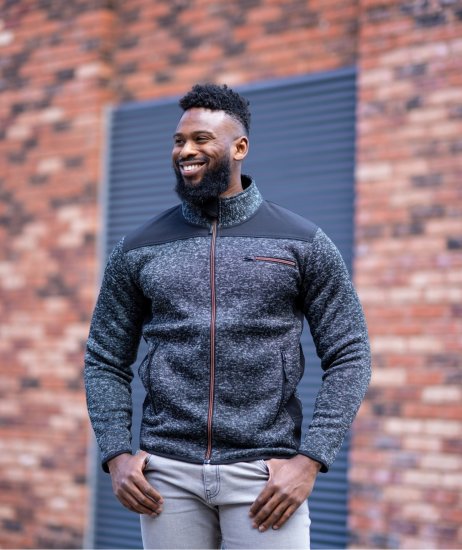 Kam jeans KV133 Twisted Marl Fleece Jacket Black - Jakker - Jakker i store størrelser, 2XL- 12XL