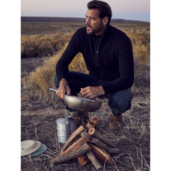 JP1880 Cardigan Knitted with Zipper Black TALL - HERRETØJ MT-6XLT - Tøj til høje mænd