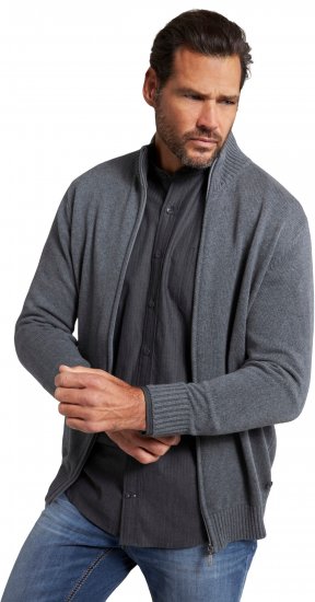 JP1880 Cardigan Knitted with Zipper Grey - Trøjer og hættetrøjer - Trøjer og Hættetrøjer i store størrelser - 2XL-14XL