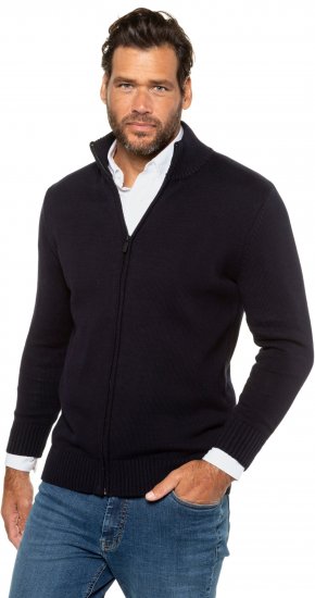 JP1880 Cardigan Knitted with Zipper Navy - Trøjer og hættetrøjer - Trøjer og Hættetrøjer i store størrelser - 2XL-14XL