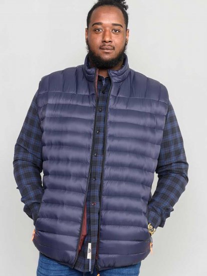 D555 WICKHAM 1 Puffer Gilet with Burgundy Lining Navy - Veste - Veste i store størrelser