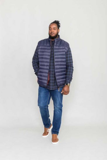 D555 WICKHAM 1 Puffer Gilet with Burgundy Lining Navy - Veste - Veste i store størrelser