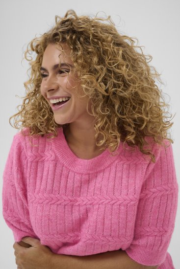 Kaffe Curve Minia Pullover Pink Power Melange - Striktrøjer - 