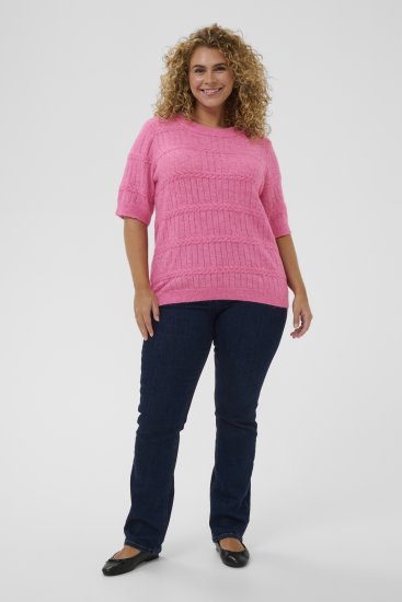Kaffe Curve Minia Pullover Pink Power Melange - Striktrøjer - 