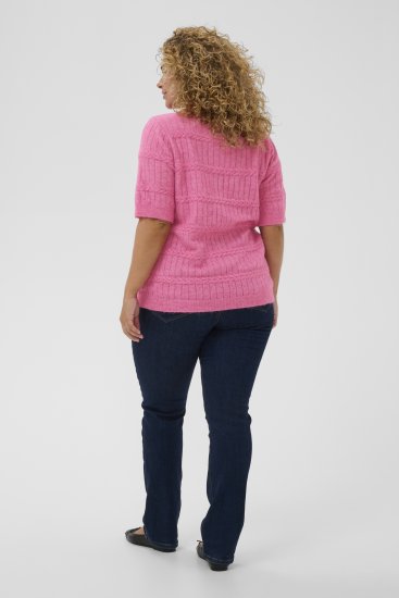 Kaffe Curve Minia Pullover Pink Power Melange - Striktrøjer - 