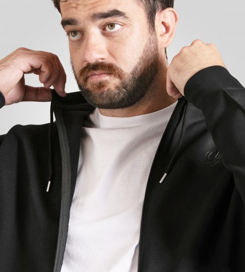 Duke Kenilworth Pin Tuck Sleeves Zip Through Hoodie Dark Navy TALL - TALL trøjer - 