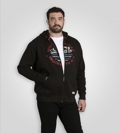 Duke Southampton Brooklyn Chest Print Full Zip Hoodie Black - Trøjer og hættetrøjer - Trøjer og Hættetrøjer i store størrelser - 2XL-14XL