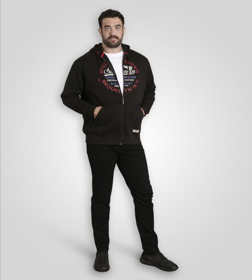 Duke Southampton Brooklyn Chest Print Full Zip Hoodie Black - Trøjer og hættetrøjer - Trøjer og Hættetrøjer i store størrelser - 2XL-14XL