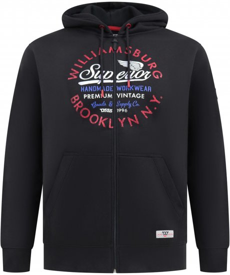 Duke Southampton Brooklyn Chest Print Full Zip Hoodie Black - Trøjer og hættetrøjer - Trøjer og Hættetrøjer i store størrelser - 2XL-14XL