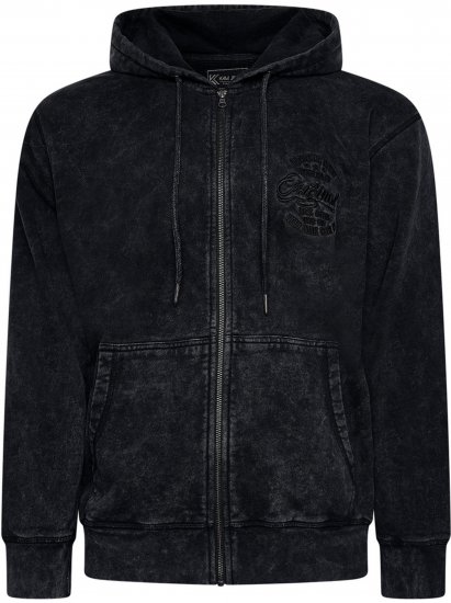 Kam Jeans 7082 Garment DYE with Zipper Hoodie Black - Trøjer og hættetrøjer - Trøjer og Hættetrøjer i store størrelser - 2XL-14XL
