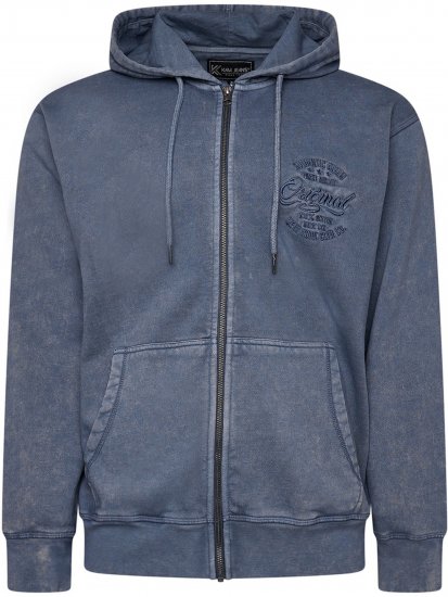 Kam Jeans 7082 Garment DYE with Zipper Hoodie Vintage Indigo - Trøjer og hættetrøjer - Trøjer og Hættetrøjer i store størrelser - 2XL-14XL
