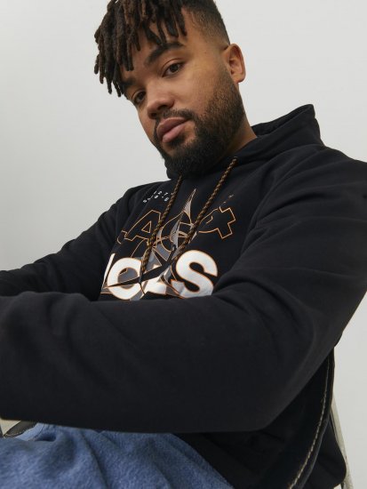 Jack & Jones Hunt Hoodie Black - Trøjer og hættetrøjer - Trøjer og Hættetrøjer i store størrelser - 2XL-14XL