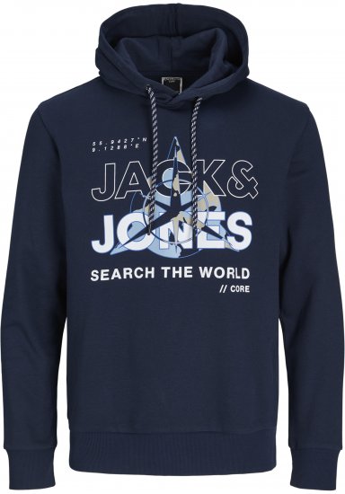 Jack & Jones Hunt Hoodie Navy - Trøjer og hættetrøjer - Trøjer og Hættetrøjer i store størrelser - 2XL-14XL