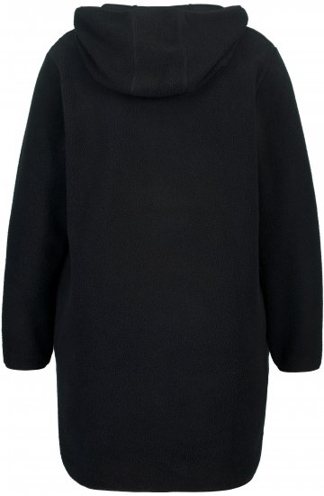 Ulla Popken Teddy Fleece Hooded Zip Neck Sweatshirt Black - Hættetrøjer og sweatshirts - 