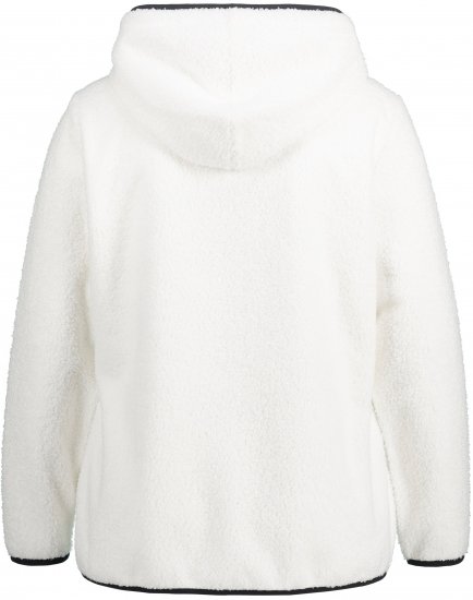 Ulla Popken Teddy Fleece Partial Zip Hoodie Snow White - Hættetrøjer og sweatshirts - 