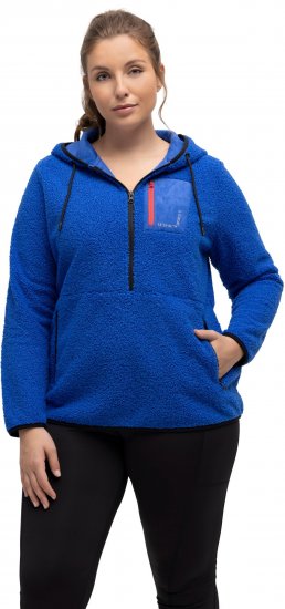 Ulla Popken Teddy Fleece Partial Zip Hoodie Royal Blue - Hættetrøjer og sweatshirts - Bløde sweatshirts, hoodies & strik