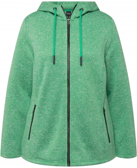 Ulla Popken Melange Knit Fleece Lined Hoodie Spring Green - Hættetrøjer og sweatshirts - 