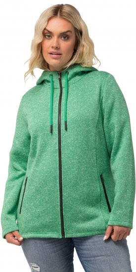 Ulla Popken Melange Knit Fleece Lined Hoodie Spring Green - Hættetrøjer og sweatshirts - 