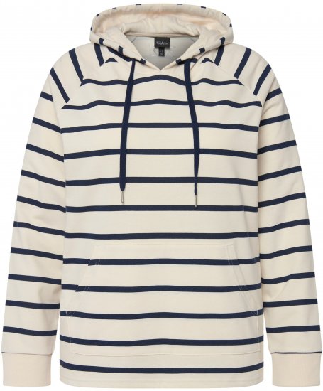 Ulla Popken Stripe Print Loungewear Hoodie Chalk - Hættetrøjer og sweatshirts - Bløde sweatshirts, hoodies & strik