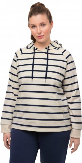 Ulla Popken Stripe Print Loungewear Hoodie Chalk - Hættetrøjer og sweatshirts - Bløde sweatshirts, hoodies & strik