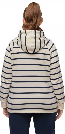 Ulla Popken Stripe Print Loungewear Hoodie Chalk - Hættetrøjer og sweatshirts - Bløde sweatshirts, hoodies & strik