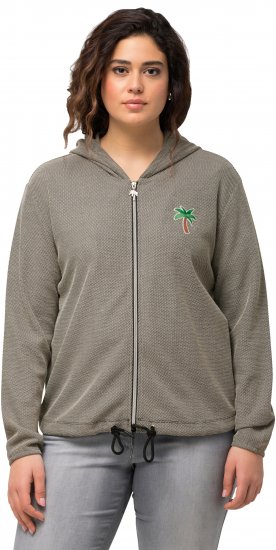 Ulla Popken Drawstring Hem Zip-Up Hoodie Grey - Hættetrøjer og sweatshirts - 