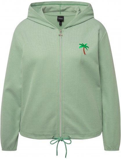 Ulla Popken Drawstring Hem Zip-Up Hoodie Light Green - Hættetrøjer og sweatshirts - Bløde sweatshirts, hoodies & strik