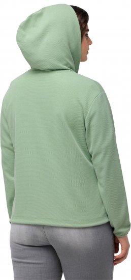 Ulla Popken Drawstring Hem Zip-Up Hoodie Light Green - Hættetrøjer og sweatshirts - Bløde sweatshirts, hoodies & strik