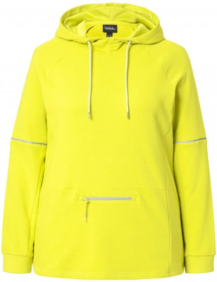 Ulla Popken Zippered Pocket and Reflective Piping Hoodie Green Apple - Hættetrøjer og sweatshirts - 