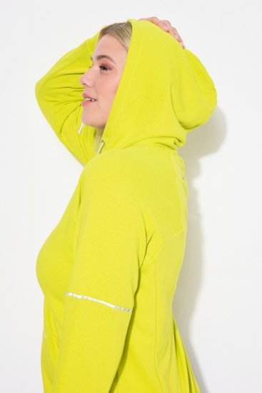 Ulla Popken Zippered Pocket and Reflective Piping Hoodie Green Apple - Hættetrøjer og sweatshirts - Bløde sweatshirts, hoodies & strik