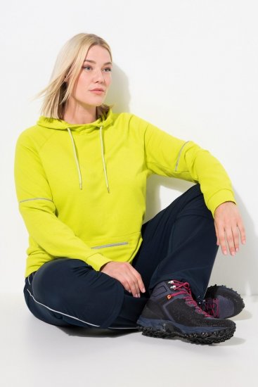 Ulla Popken Zippered Pocket and Reflective Piping Hoodie Green Apple - Hættetrøjer og sweatshirts - Bløde sweatshirts, hoodies & strik