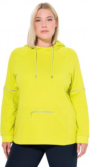 Ulla Popken Zippered Pocket and Reflective Piping Hoodie Green Apple - Hættetrøjer og sweatshirts - 