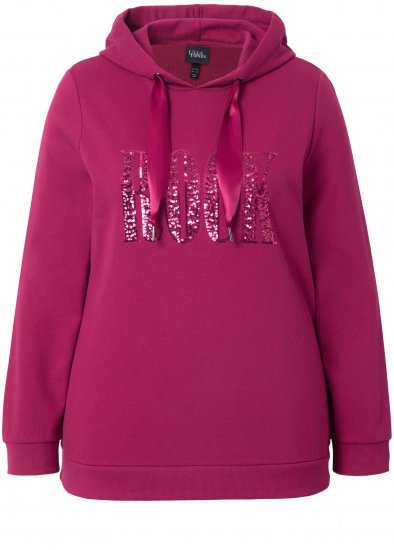 Ulla Popken Rock Sequined Hoodie Ruby - Hættetrøjer og sweatshirts - Bløde sweatshirts, hoodies & strik