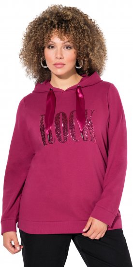 Ulla Popken Rock Sequined Hoodie Ruby - Hættetrøjer og sweatshirts - Bløde sweatshirts, hoodies & strik