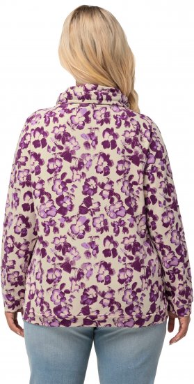 Ulla Popken Floral Print Drawstring Collar Hoodie Vanilla - Hættetrøjer og sweatshirts - Bløde sweatshirts, hoodies & strik