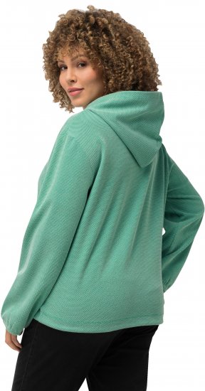 Ulla Popken Drawstring Hem Two-Tone Knit Hoodie Emerald Green - Hættetrøjer og sweatshirts - 