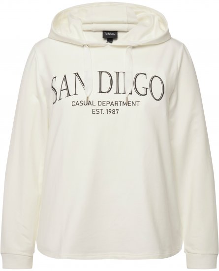 Ulla Popken City Name Graphic Hoodie Off-White - Hættetrøjer og sweatshirts - Bløde sweatshirts, hoodies & strik