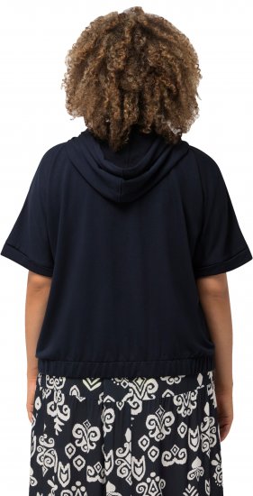 Ulla Popken Short Sleeve Zip-Up Hoodie Navy - Hættetrøjer og sweatshirts - Bløde sweatshirts, hoodies & strik