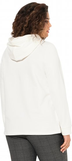 Ulla Popken Face Graphic Long Sleeve Hoodie Off-White - Hættetrøjer og sweatshirts - Bløde sweatshirts, hoodies & strik
