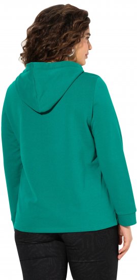 Ulla Popken Face Graphic Long Sleeve Hoodie Emerald Green - Hættetrøjer og sweatshirts - Bløde sweatshirts, hoodies & strik