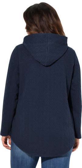Ulla Popken Cable Knit Long Sleeve Hoodie Navy - Hættetrøjer og sweatshirts - 