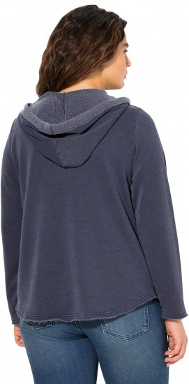 Ulla Popken Open Edged Long Sleeve V-Neck Hoodie Navy - Hættetrøjer og sweatshirts - Bløde sweatshirts, hoodies & strik